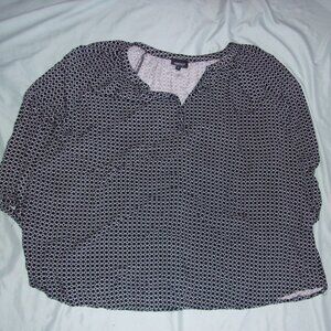 size 1x womens black  white print casual dress shirt top blouse 1 x